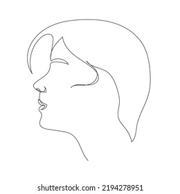 Hand drawn one line woman portrait. Continuous line drawing. Abstract trendy art. Minimalism and simple. Design for poster, tattoo, card, promotion. Fashion illustration. 