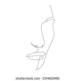 Hand drawn one line woman portrait. Continuous line drawing. Abstract trendy art. Minimalism and simple. Design for poster, tattoo, card, promotion. Fashion illustration. 