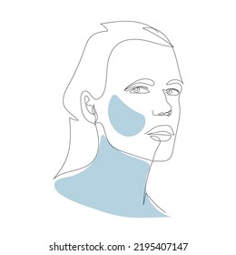 Hand drawn one line woman portrait with abstract geometric elements. Continuous drawing. Minimalism and simple. Trendy modern design for poster, card, promotion. Fashion sketch. 