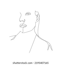 Hand drawn one line woman portrait. Continuous line drawing. Abstract trendy art. Minimalism and simple. Design for poster, tattoo, card, promotion. Fashion illustration. 