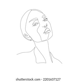 Hand drawn one line woman face. One continuous line portrait. Minimalism and simple. 