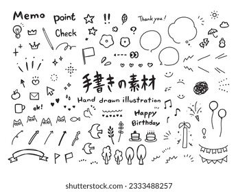 Hand drawn one point illustration set
