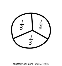 Hand drawn of one third fraction circle