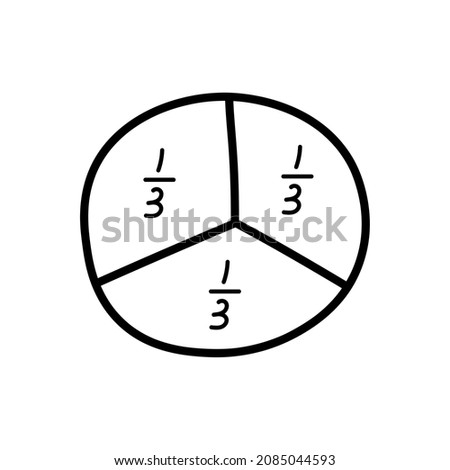 Hand drawn of one third fraction circle