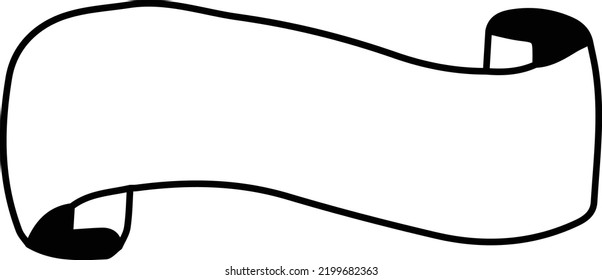 Hand Drawn one vintage ribbon banner illustration isolated on background