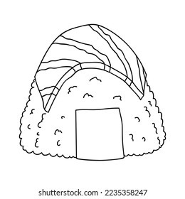 Hand drawn onigiri clipart. Japanese fast food made of rice. Rice ball in nori seaweed