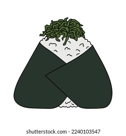 Hand drawn onigiri clipart. Japanese fast food made of rice. Rice ball in nori seaweed