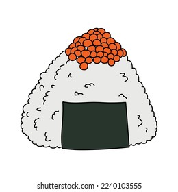 Hand drawn onigiri clipart. Japanese fast food made of rice. Rice ball in nori seaweed