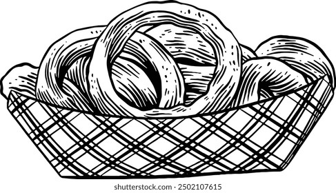 Hand drawn Onion Rings Sketch Illustration