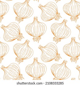 Hand Drawn Onion Seamless Pattern Background. Vector illustration