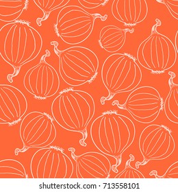 Hand Drawn Onion Seamless Pattern Background. Vector illustration