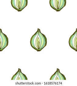 hand drawn onion vector seamless pattern. scandinavian style design. healthy organic food illustration. vegetables background. fabric, wrapping paper, background, wallpaper surface and textile design.