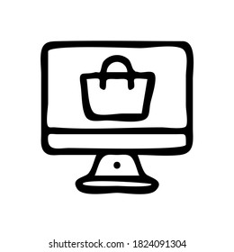 Hand drawn Online shopping icon. Ecommerce Icon style. Eps 10 vector illustration.