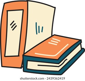 Libro abierto dibujado a mano en estilo plano aislado en el fondo