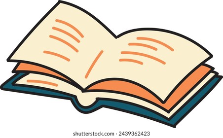 Hand Drawn open book in flat style isolated on background
