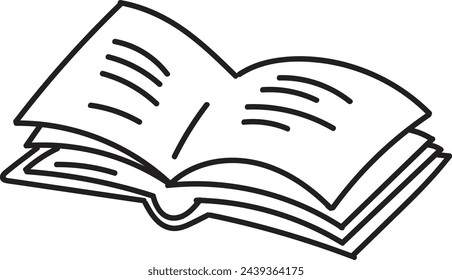 Handgezeichnetes offenes Buch in flachem Stil isoliert auf Hintergrund