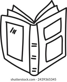 Hand Drawn open book in flat style isolated on background
