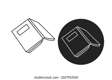 hand drawn open book outline in two colors black and white. doodle, logo, icon, pictogram