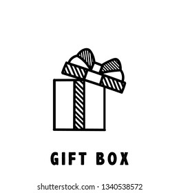Hand drawn open box Gift logo icon