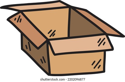 Hand Drawn open box illustration isolated on background