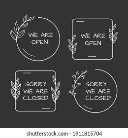 Hand drawn open and closed sign pack. - Vector.