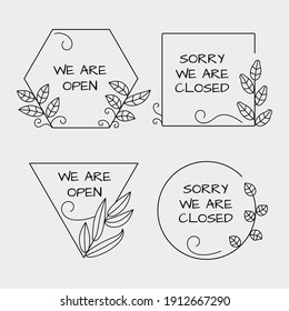 Hand drawn open and closed sign pack. - Vector.