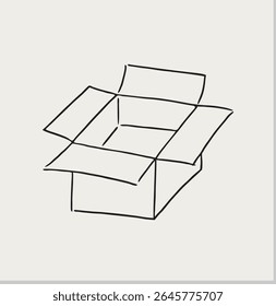 Hand drawn open gift in doodle style.Sketch gift. Carton box simple icon collection.