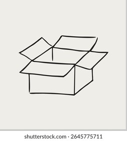 Hand drawn open gift in doodle style.Sketch gift. Carton box simple icon collection.