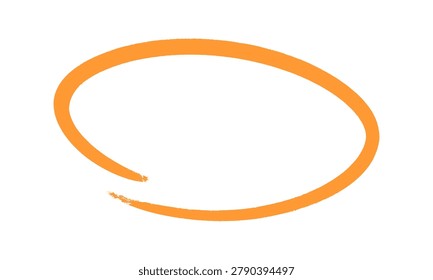 Hand drawn open oval circle mark displaying uncompleted marker scribble highlight line for school education correction tool presentation layout design element isolated clip art.