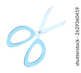 Hand drawn open scissors symbol. Scissors for cutting paper,hair, scissoring, shear concept. kid blue scissors sign.