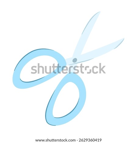 Hand drawn open scissors symbol. Scissors for cutting paper,hair, scissoring, shear concept. kid blue scissors sign.