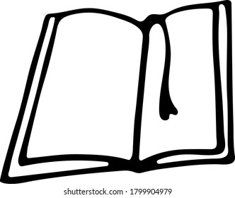 hand drawn opened book with bookmark