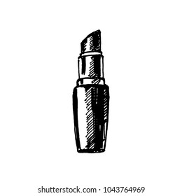 Hand drawn opened lipstick. Sketch, vector illustration.