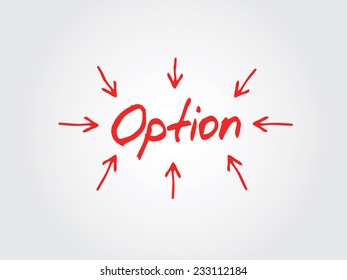 Hand drawn OPTION arrows direction vector concept, chart shapes