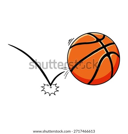 Hand drawn orange basketball with bounce effect vector illustration
