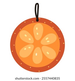 Hand drawn orange Christmas toy. Vector doodle illustration
