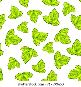 Hand drawn orange fall leaf seamless pattern. Elements foe wallpaper. wrapping paper, textile and fabric print.