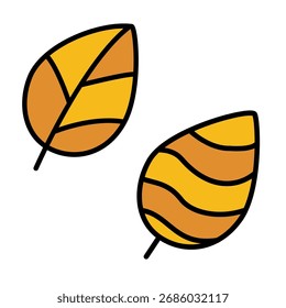Hojas de otoño de color naranja dibujadas a mano