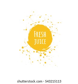 Hand drawn orange fresh juice logo. Eco products design element.
Abstract ink splash. Hand drawn vector illustration.