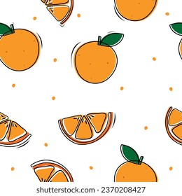 diseño plano con fondo blanco y fruta naranja dibujado a mano. Muy adecuado para necesidades de decoración, antecedentes y otras necesidades industriales