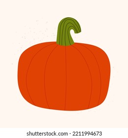 Calabaza naranja dibujada a mano. Vector aislado de caída vegetal sobre fondo claro