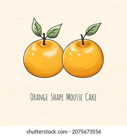 Hand drawn Orange Shape Mousse Cake