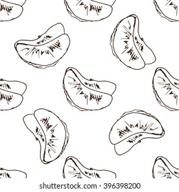 Hand drawn orange sketch  background. citrus seamless pattern