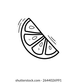 Hand Drawn Orange Slice Illustration. Doodle Vector. Isolated on White Background - EPS 10 Vector