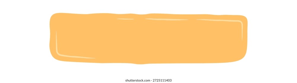 Handgezeichneter orangefarbener Schnörkelrahmen in flüssiger Rechteckform. Dieses abstrakte Banner erzeugt einen weichen Rahmen für ein Textfeld oder ein Zitat. Einzigartige Vorlage für fließenden Hintergrund verbessert kreative Karte oder Nachricht.