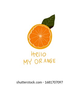 naranja dibujado a mano con adiós de texto mi ilustración vectorial anaranjada. creativos diseños florales para tela, envoltura, papel pintado, textiles, prendas de vestir. 