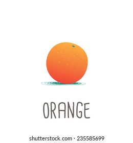 Hand drawn Orange vector. Doodle shadow. Full color on white background.