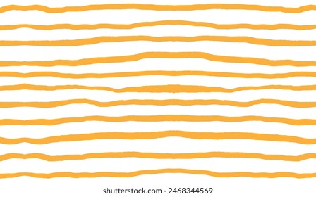 Hand drawn orange wavy lines on white background. Structure stroke seamless pattern. Summer stripes concept for design, textile, and wallpaper.