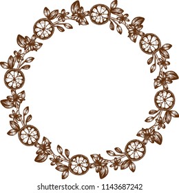 Hand drawn orange wreaths sketch. Isolated on white.