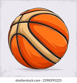 Hand drawn orange and yellow Basketball ball isolated on white background, sport equipment